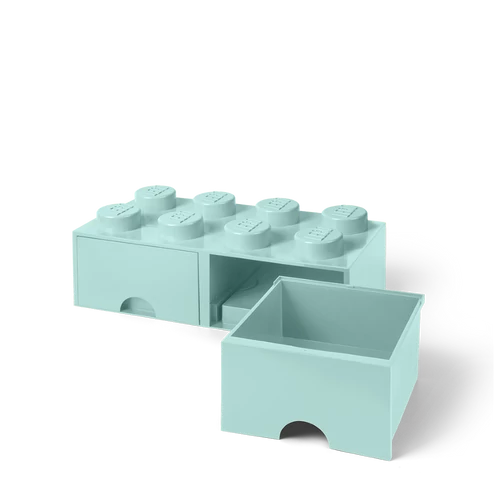 LEGO® Aqua kék fiókos tároló doboz, 8 bütyökkel