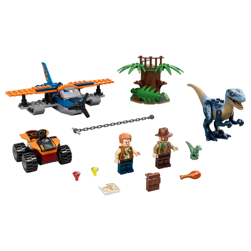 LEGO® Jurassic World - Velociraptor: Kétfedelű repülőgépes mentőakció