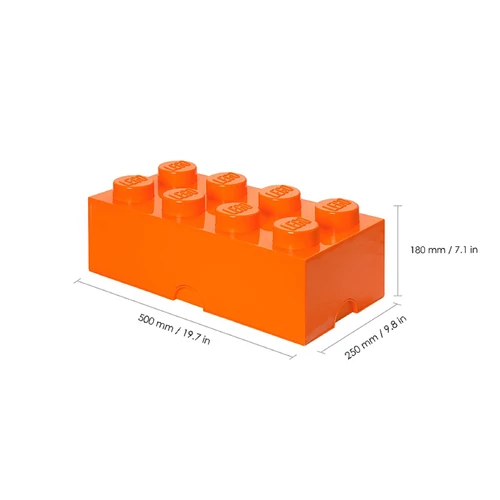 Kép 3/6 - LEGO® Tárolódoboz narancssárga 8 bütykös
