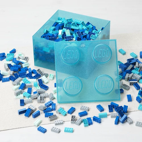 Kép 3/3 - LEGO® Tárolódoboz átlátszó világoskék,  4 bütyökkel