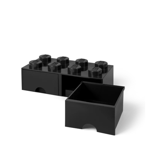 LEGO® Fekete fiókos tároló doboz, 8 bütyökkel