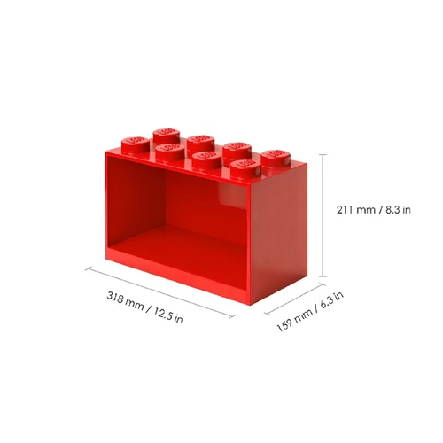 Kép 3/4 - LEGO® 2 darabos piros kocka polc szett