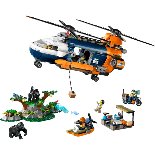LEGO® City - Dzsungelkutató helikopter a bázison
